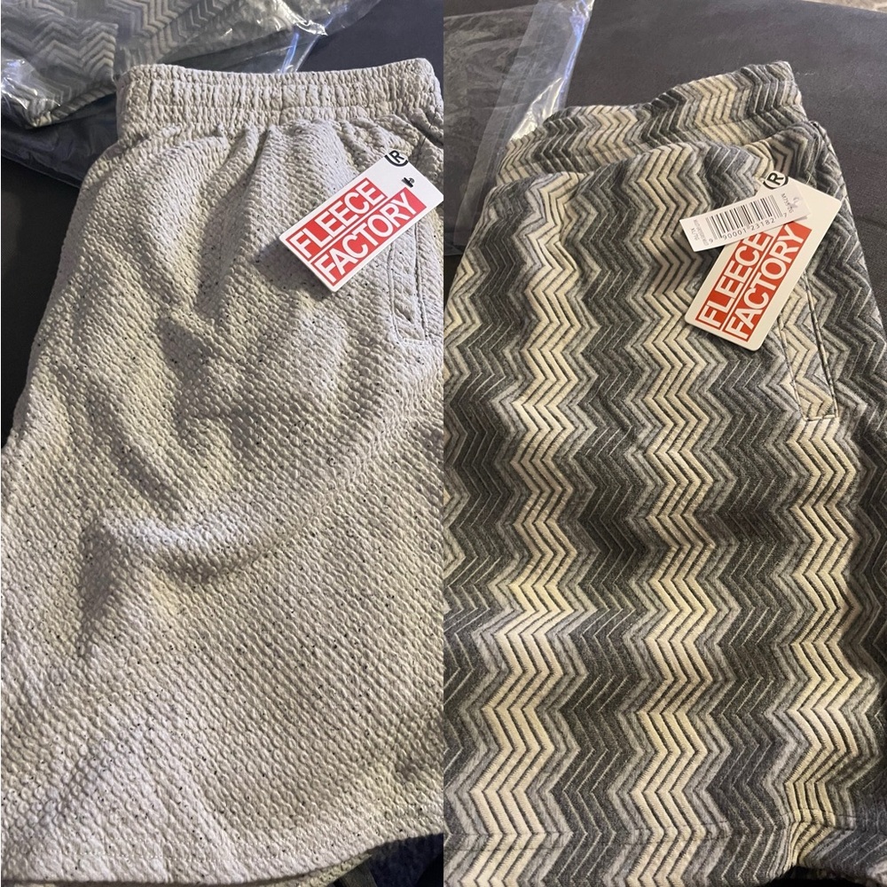FLEECE FACTORY Textured Flat Front Shorts Off-White OR GREY MULTICOLOR